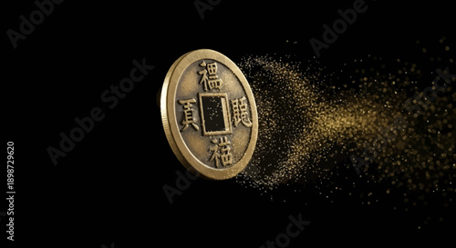 Golden Bitcoin Cryptocurrency Coin Closeup.