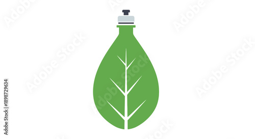 Green leaf shaped light bulb icon.
