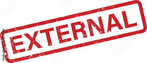 Clear red grunge texture rubber stamp mark featuring the word EXTERNAL on a white surface