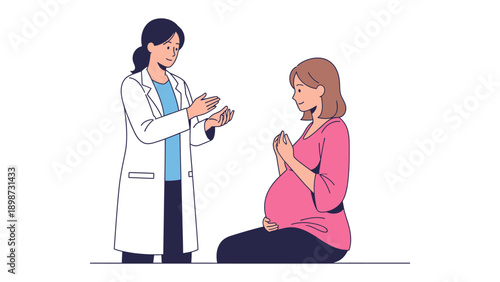 Prenatal Care and Guidance: A caring practitioner provides supportive care and guidance to an expectant woman. conveying the essence of wellness and the journey of motherhood.