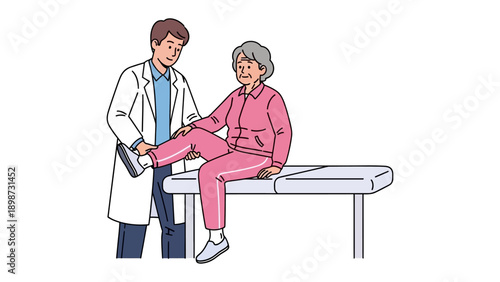 Caring Assessment: A doctor attentively examines a patient's leg, highlighting the importance of medical evaluation and care. 