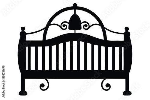 baby crib line art silhouette vector illustration