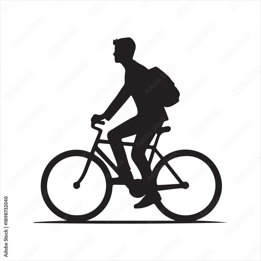 Fototapeta premium bicycle commuter vector silhouette line art icon idea collection