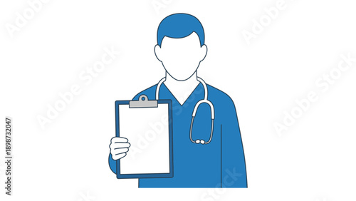 Healthcare Provider: An illustrative portrayal of a healthcare provider holding a clipboard, symbolizing medical expertise, diagnostics, and patient care.