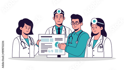 Healthcare Team in Consultation: A group of dedicated healthcare professionals, united in their pursuit of well-being, collaborates on a detailed medical report.