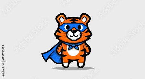 Cartoon tiger superhero character illustration