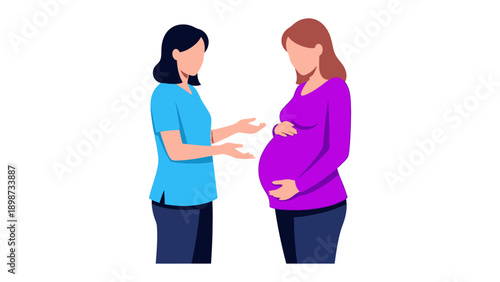 Prenatal Care Consultation: A tender moment unfolds as a healthcare professional attentively advises a pregnant woman, fostering a sense of reassurance and support