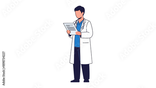 Medical professional studying medical record : A dedicated doctor, immersed in his profession, meticulously examines a patient's medical record, signifying a commitment to health. 