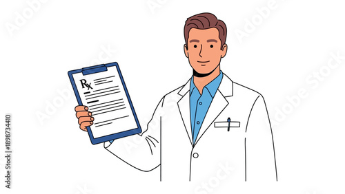 Medical Professional with Prescription: A confident doctor, dressed in a crisp coat, presents a prescription with assurance, symbolizing expert medical care.