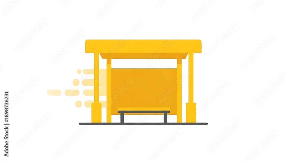 Fototapeta premium Modern yellow bus stop shelter with sleek design elements