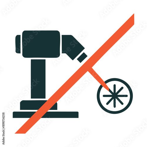 Microscope use prohibited near light sensitive surface icon