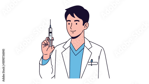 Medical Professional Ready: A medical professional, with a confident smile, prepares a syringe, ready to administer medication or vaccine, showcasing a moment of healthcare expertise and dedication.