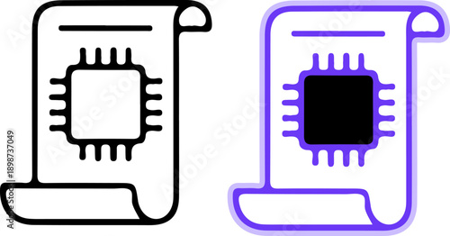 Digital Smart Contract Icon for Blockchain Legal and Tech Documentation