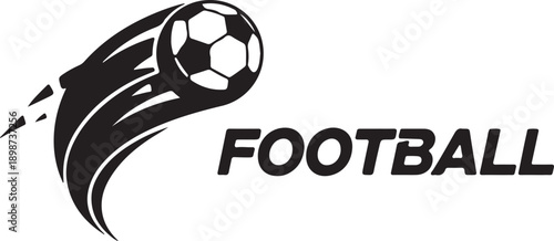Dynamic black and white logo featuring a soccer ball and the word football