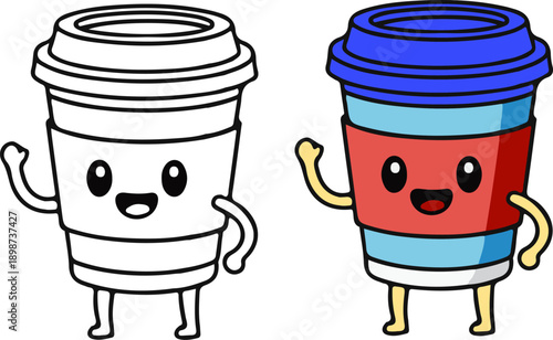 Coffee Cup Mascot Sticker for Cafe Branding and Morning Routine Posts