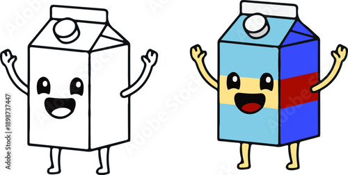 Happy Milk Carton Character Mascot for Healthy Food App and Dairy Branding