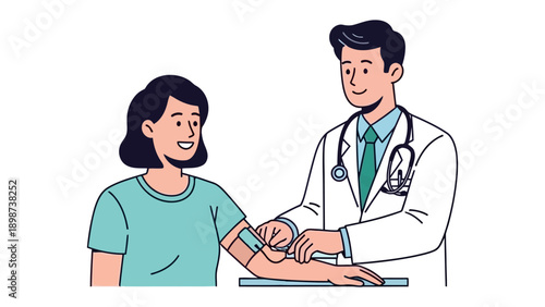 Medical Checkup: A doctor, with a stethoscope, carefully attending to a patient. In a clean, well-lit environment, the medical professional tends to a female patient.