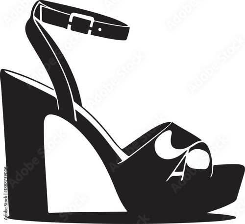 High and heeled sandal. Vector illustration.