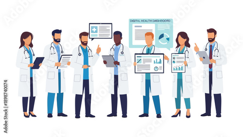 Medical Professionals United: A dedicated medical team stands together, symbolizing collaboration and expertise, poised to deliver compassionate care and advanced healthcare solutions.