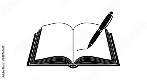 An open book with a fountain pen resting on its pages