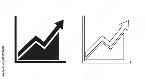 Two growth chart icons one filled one outlined depicting positive trends
