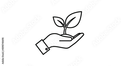 A hand gently cradling a small growing plant sprout