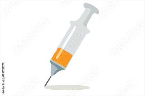 Medical Syringe with Orange Liquid for Healthcare Illustrations