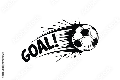 Soccer ball with goal text and splash effect vector illustration
