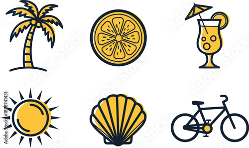 Summer vacation icons