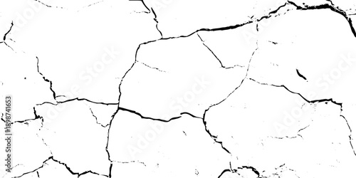 White and black rough, scratch, splatter grunge pattern design brush strokes. ground cracks, breaks on land surface from earthquake. white plaster cracked old wall vintage design.