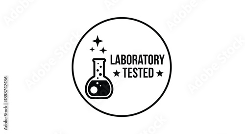 Laboratory tested seal a black circular graphic with a beaker icon
