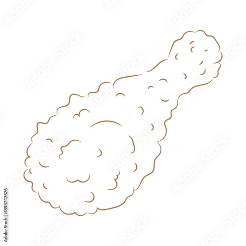 Minimalist Hand-Drawn Outline of Fried Chicken Drumstick Leg Icon