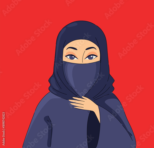 Enchanting Woman With Expressive Eyes. Graceful Woman Dressed In Niqab Emphasizing Captivating Eye Details