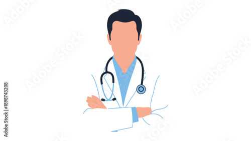 Professional Physician Portrait: A dedicated medical professional in a pristine white coat, stethoscope resting around the neck. embodies care.