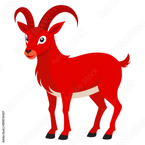 Silhouette icon of Fire Goat standing, side view. Chinese zodiac symbol of the Year of the Goat. New Year 2027. Suitable for logo, posters, cards,label, banners. Isolated vector illustration on white