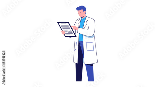 The Medical Diagnosis: A focused healthcare professional, clad in a crisp lab coat, delves into the specifics of a medical report.