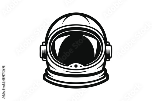 astronaut helmet line art silhouette vector illustration