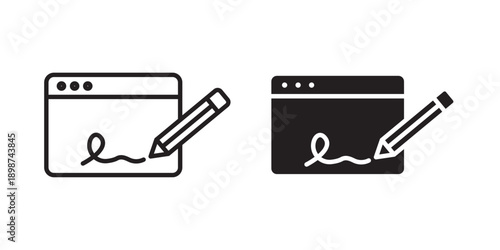 Electronic signature icon illustration for digital documents, approvals, and secure signing with stroke filled and colored icon set.