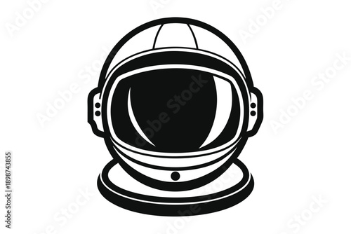 astronaut helmet line art silhouette vector illustration