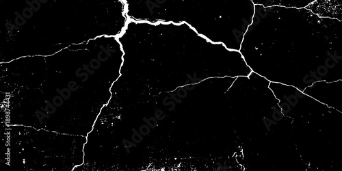 White and black rough, scratch, splatter grunge pattern design brush strokes. ground cracks, breaks on land surface from earthquake. white plaster cracked old wall vintage design.
