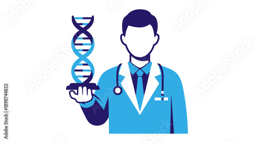 Medical Professional with a DNA Model: A doctor, embodying medical science, holds a model of the DNA double helix, symbolizing genetics and the study of human health.