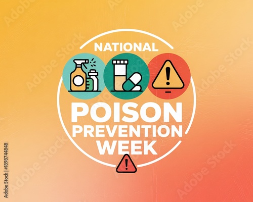 Wallpaper Mural National Poison Prevention Week Circle Label with Safety Warning Icons and Toxic Substance Symbols for Household Chemical Safety Awareness Torontodigital.ca