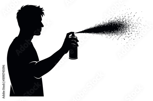 Silhouette illustration of a man depicting spray painting for urban art