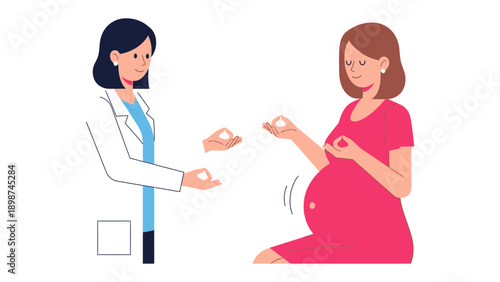 Prenatal Consultation: A doctor offers care and support to a serene pregnant patient, embodying trust, well-being, and anticipation for motherhood.