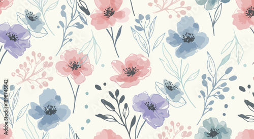 Decorative spring flower illustration repeating across a bright friendly background