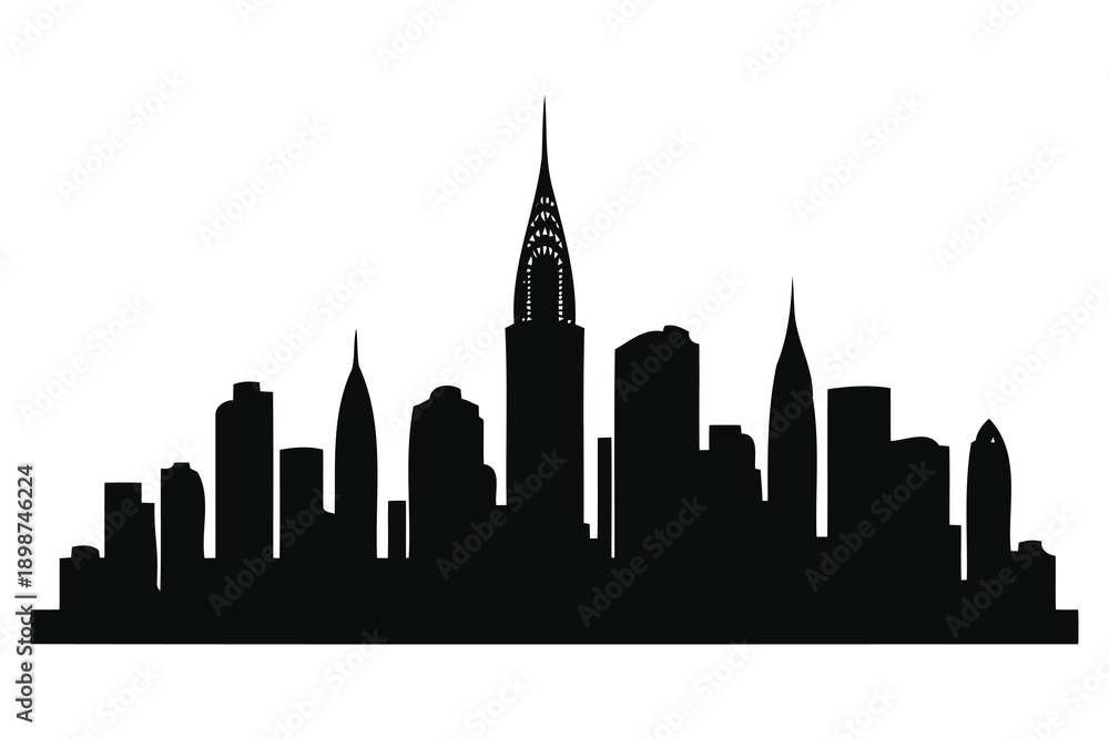 Fototapeta premium new york city skyline silhouette: iconic buildings