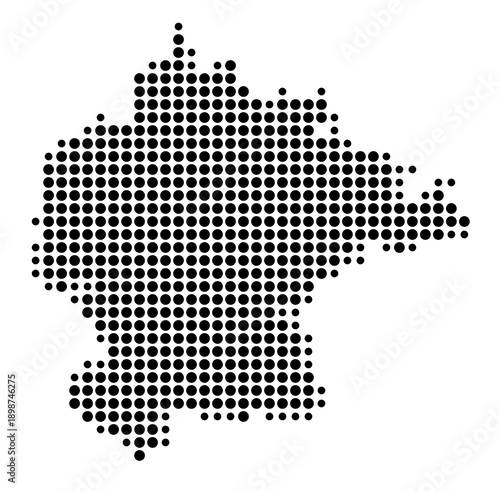 Symbol Map of the Landkreis Kitzingen (Bayern, Germany) showing the county with a pattern of just a few black dots
