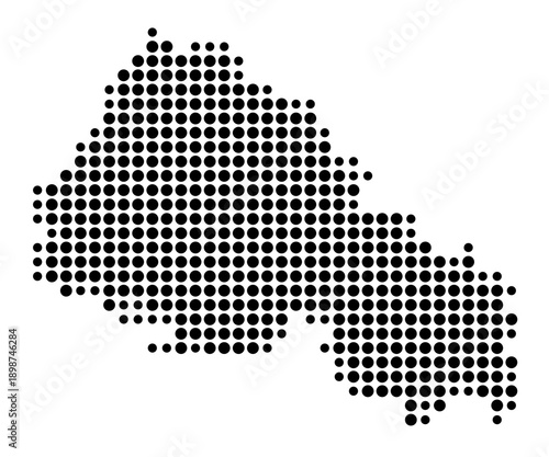 Symbol Map of the Landkreis Rhoen-Grabfeld (Bayern, Germany) showing the county with a pattern of just a few black dots