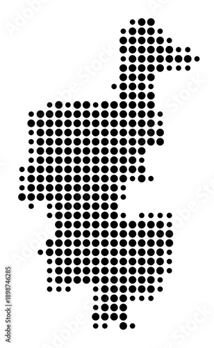 Symbol Map of the Landkreis Augsburg (Bayern, Germany) showing the county with a pattern of just a few black dots