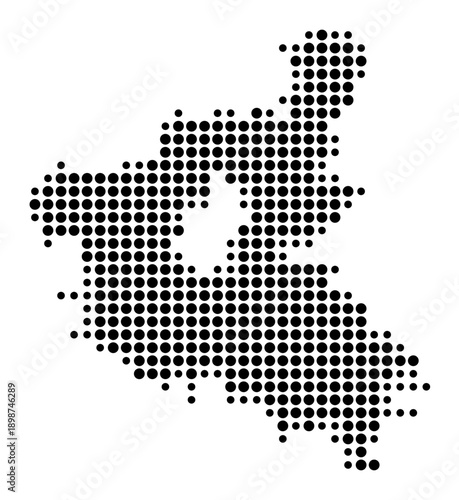 Symbol Map of the Landkreis Schweinfurt (Bayern, Germany) showing the county with a pattern of just a few black dots